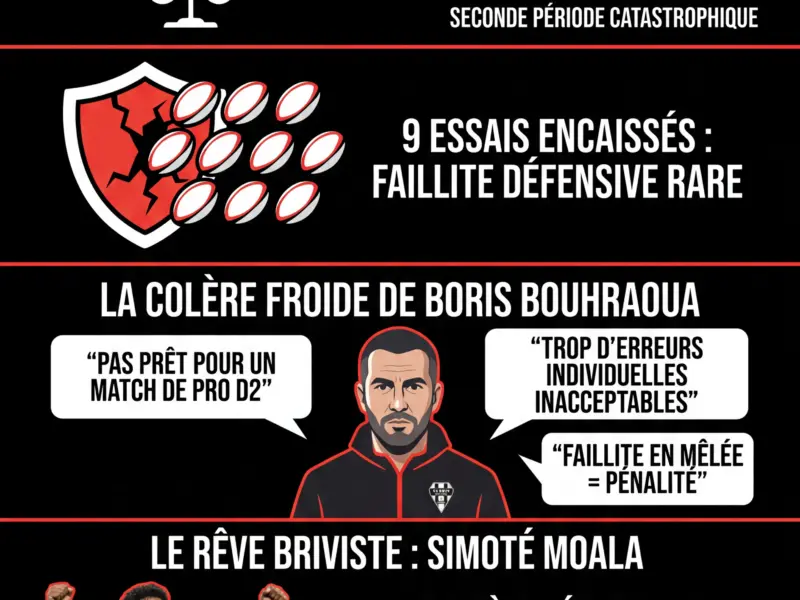 Infografica: Pro D2 : Biarritz sombre &agrave; Brive (61-22), une d&eacute;faite historique