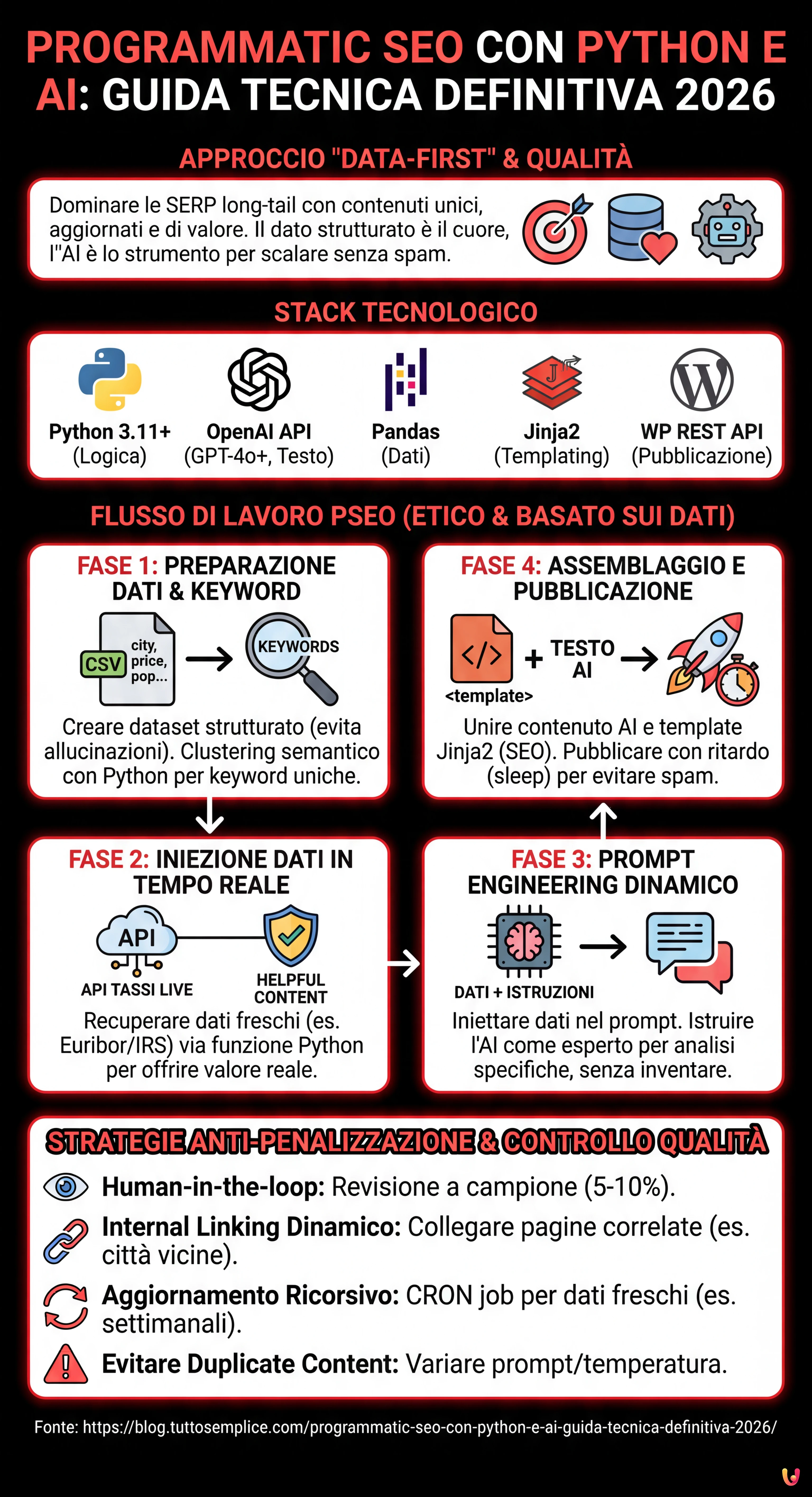 Programmatic SEO con Python e AI: Guida Tecnica Definitiva 2026 - Infografica riassuntiva