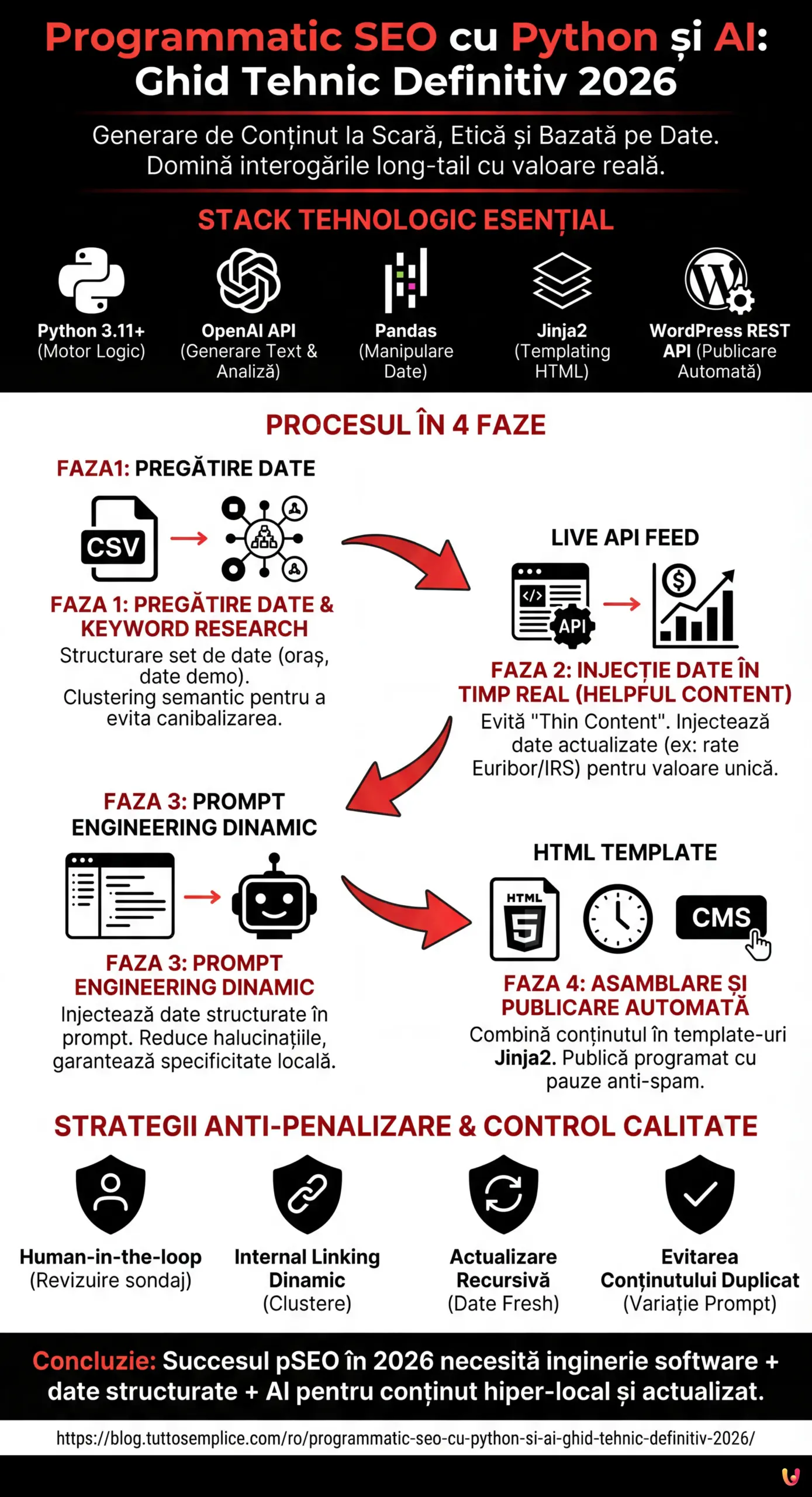 Programmatic SEO cu Python și AI: Ghid Tehnic Definitiv 2026 - Infografic rezumativ