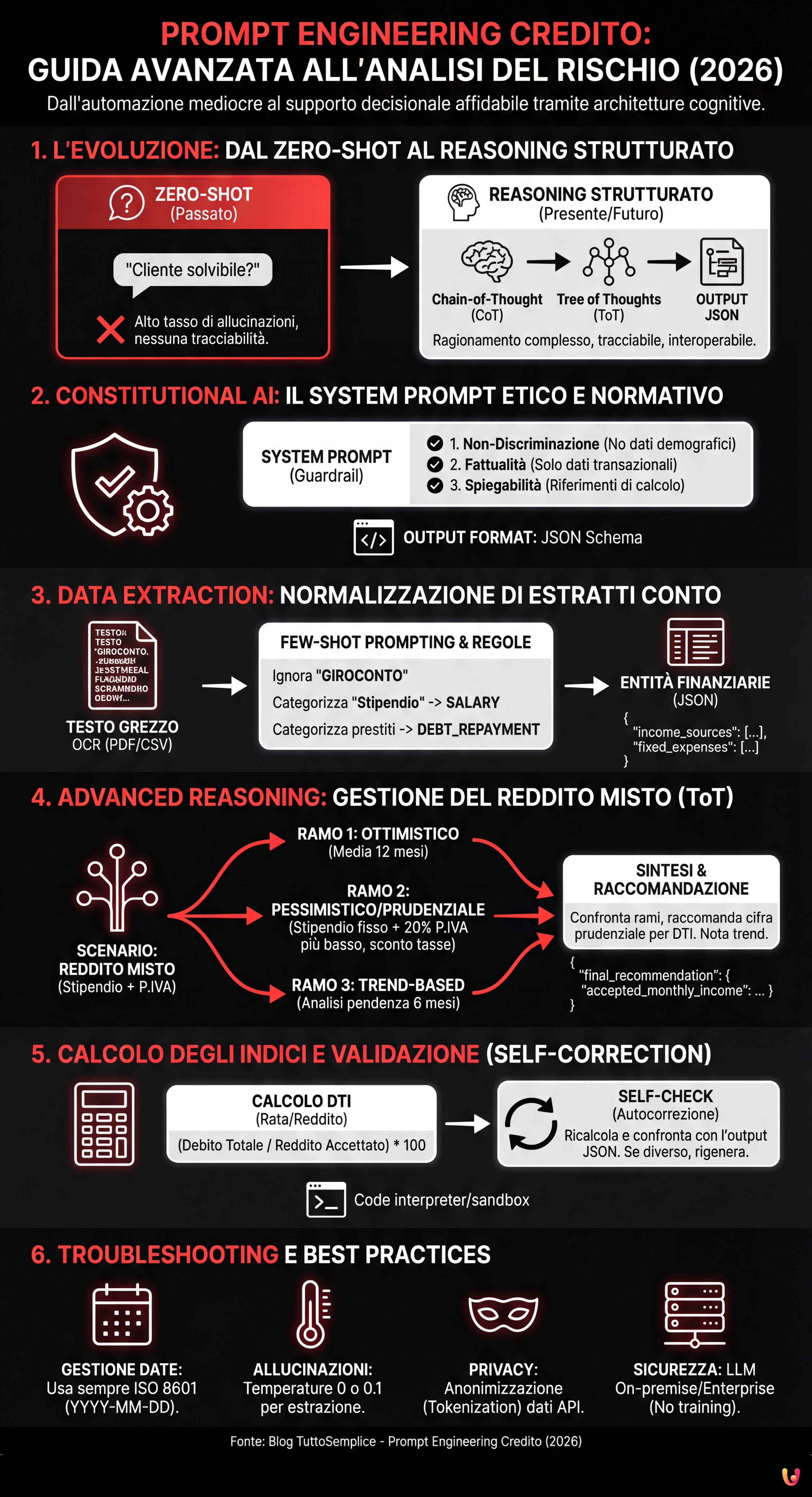 Prompt Engineering Credito: Guida Avanzata all'Analisi del Rischio (2026) - Infografica riassuntiva