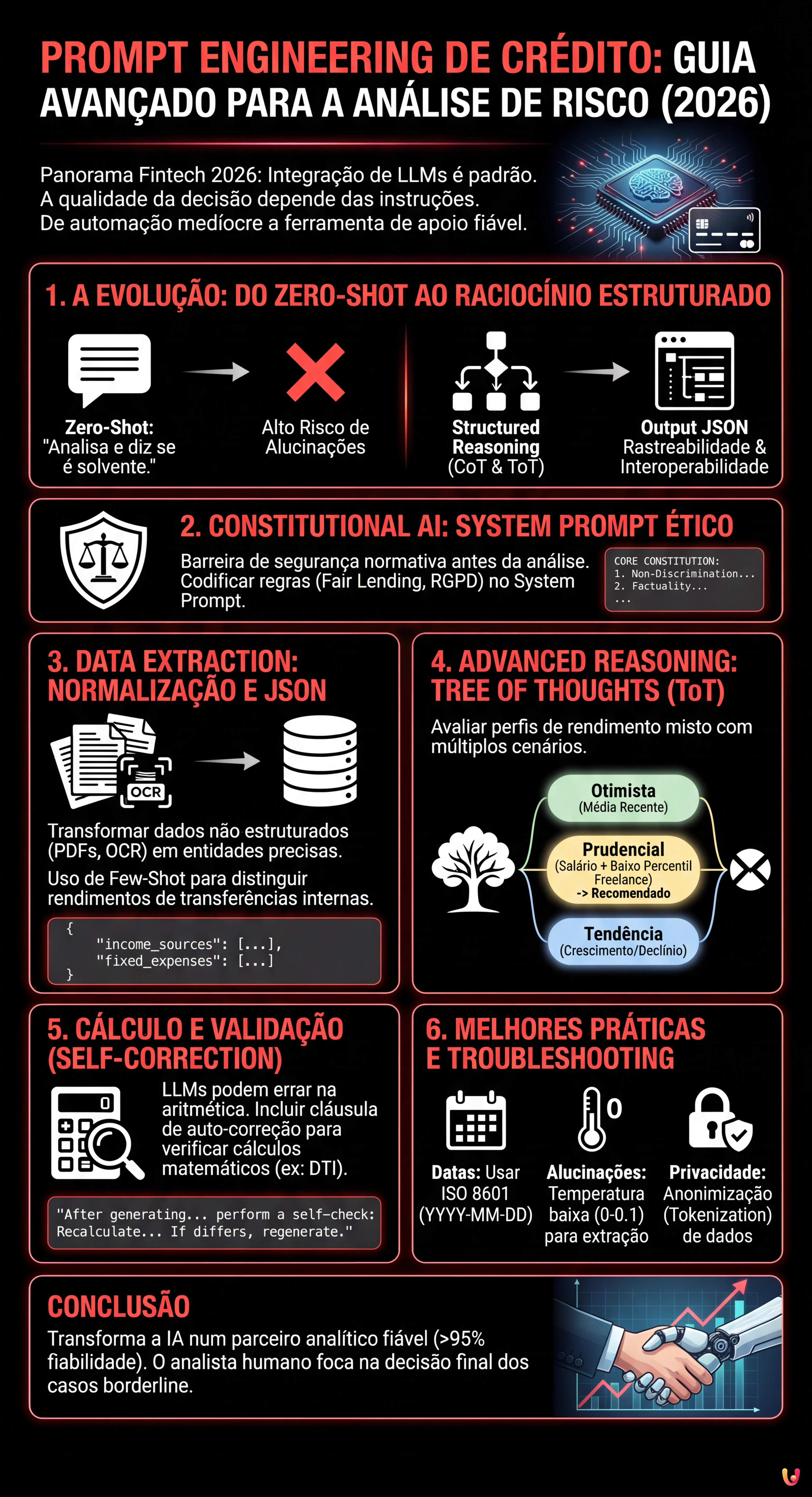 Prompt Engineering de Crédito: Guia Avançado para a Análise de Risco (2026) - Infográfico resumido