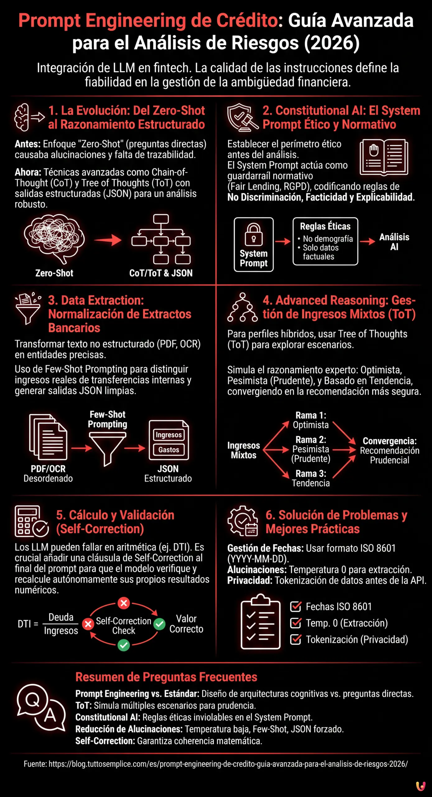 Prompt Engineering de Cr&eacute;dito: Gu&iacute;a Avanzada para el An&aacute;lisis de Riesgos (2026) - Infograf&iacute;a resumen