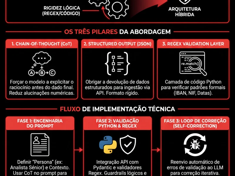 Infografica: Prompt Engineering Finan&ccedil;as: Valida&ccedil;&atilde;o de Dados com LLM e Regex