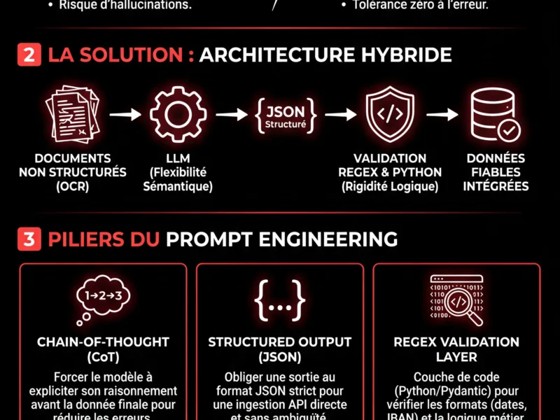 Infografica: Prompt Engineering Finance : Validation de Donn&eacute;es avec LLM et Regex