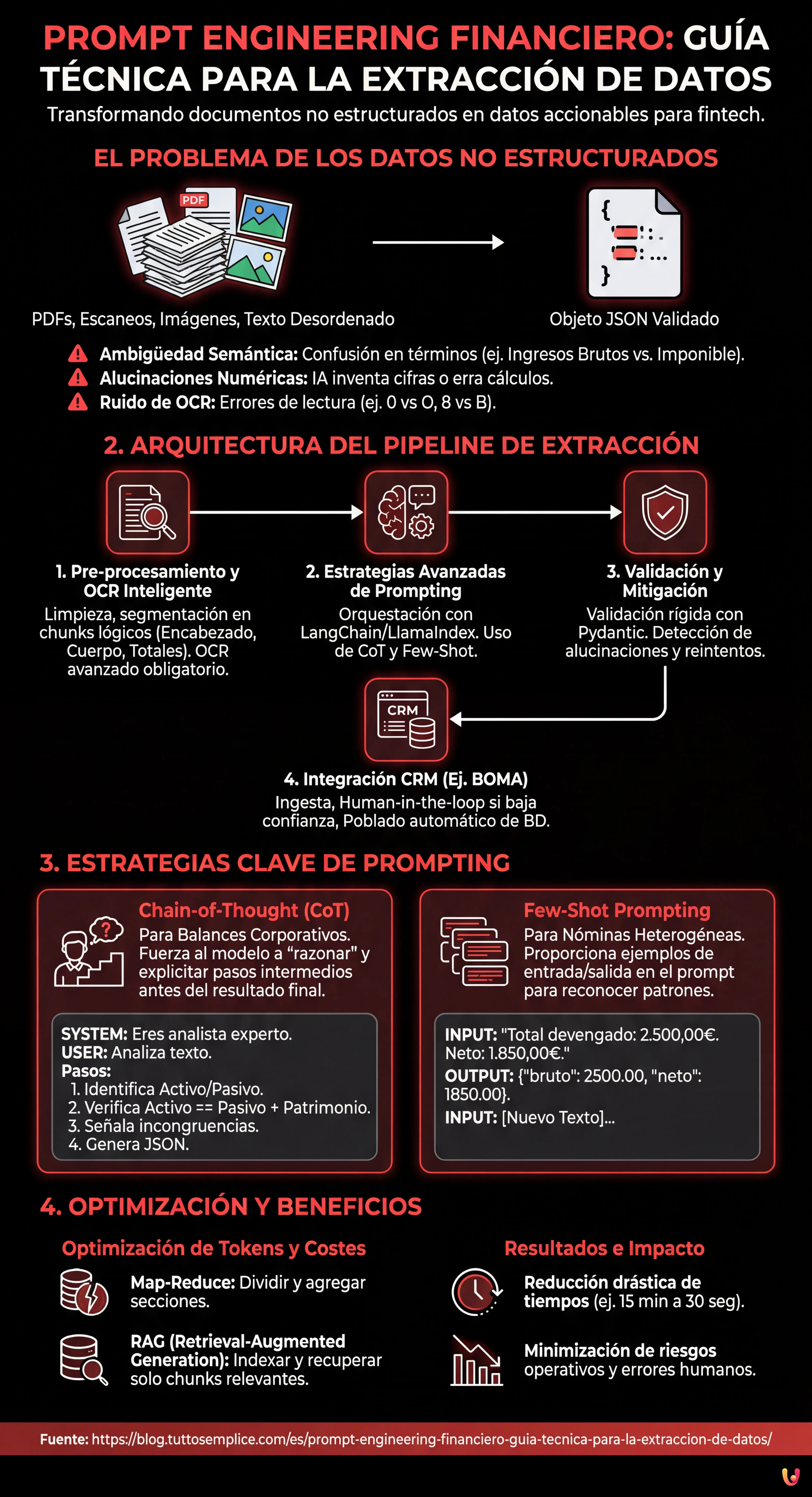Prompt Engineering Financiero: Gu&iacute;a T&eacute;cnica para la Extracci&oacute;n de Datos - Infograf&iacute;a resumen