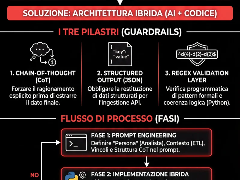 Infografica: Prompt Engineering Finanza: Validazione Dati con LLM e Regex
