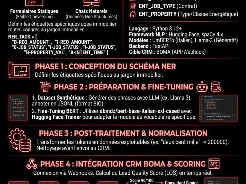 Infografica: Qualification de Leads Immobiliers avec le NLP : Guide Technique de l'Extraction d'Entit&eacute;s