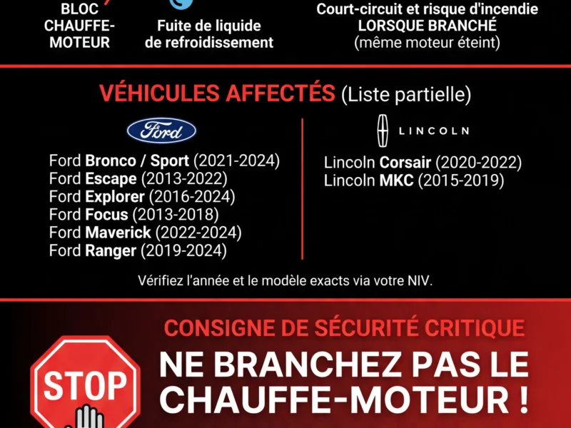 Infografica: Rappel Ford Canada : 300 000 v&eacute;hicules vis&eacute;s par un risque d'incendie