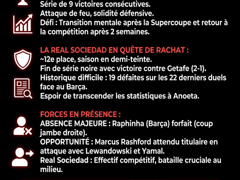 Infografica: Real Sociedad &ndash; Barcelone : Le leader catalan &agrave; l'assaut d'Anoeta