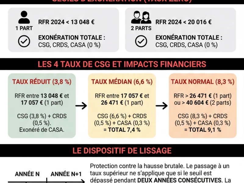 Infografica: Retraite et CSG 2026 : bar&egrave;mes, seuils et exon&eacute;rations