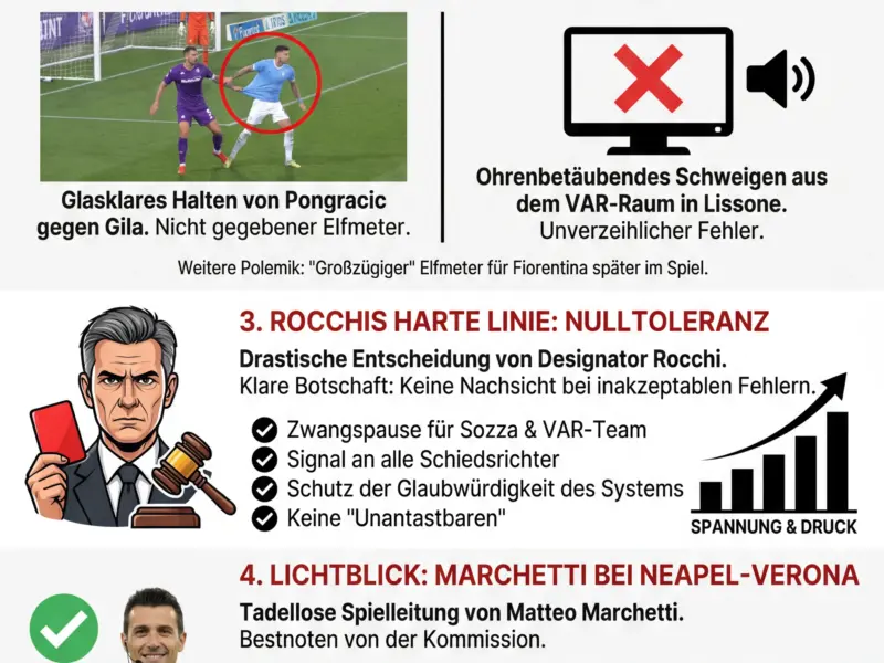 Infografica: Schiedsrichter-Chaos in der Serie A: Sozza suspendiert, Spannung auf dem H&ouml;hepunkt