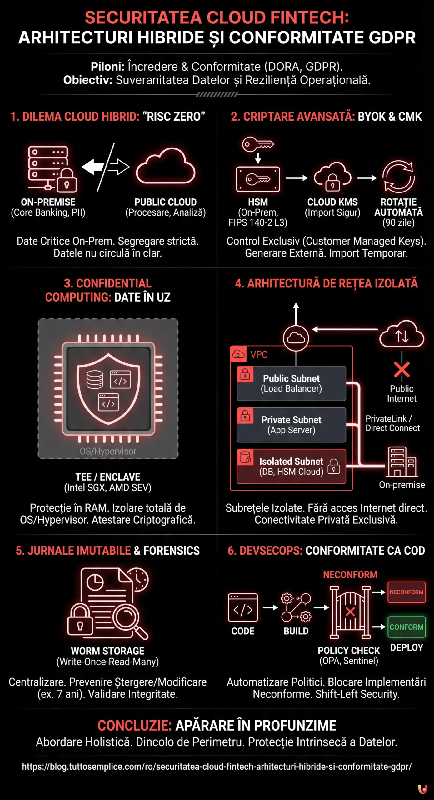 Securitatea Cloud Fintech: Arhitecturi Hibride și Conformitate GDPR - Infografic rezumativ