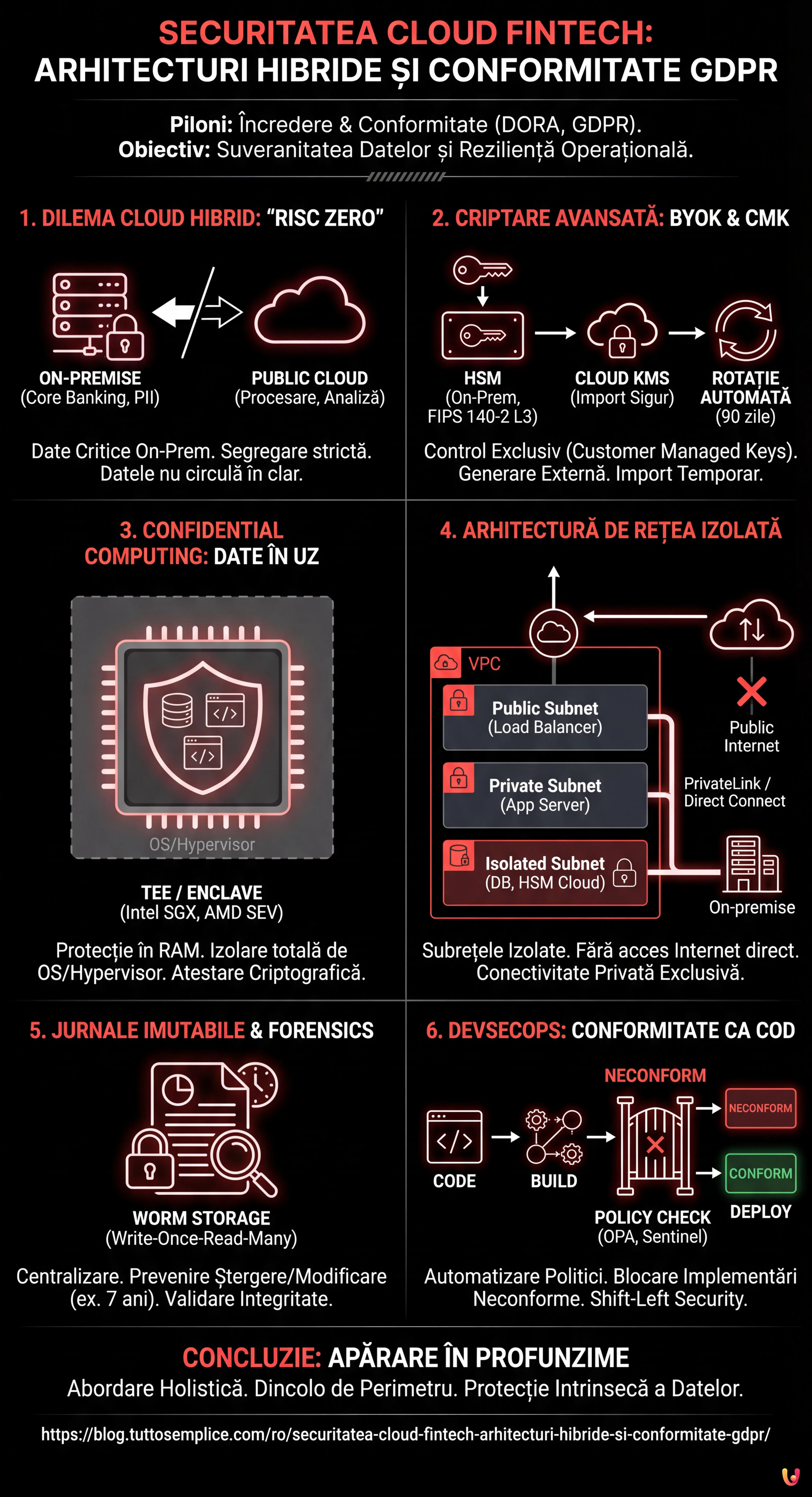 Securitatea Cloud Fintech: Arhitecturi Hibride și Conformitate GDPR - Infografic rezumativ