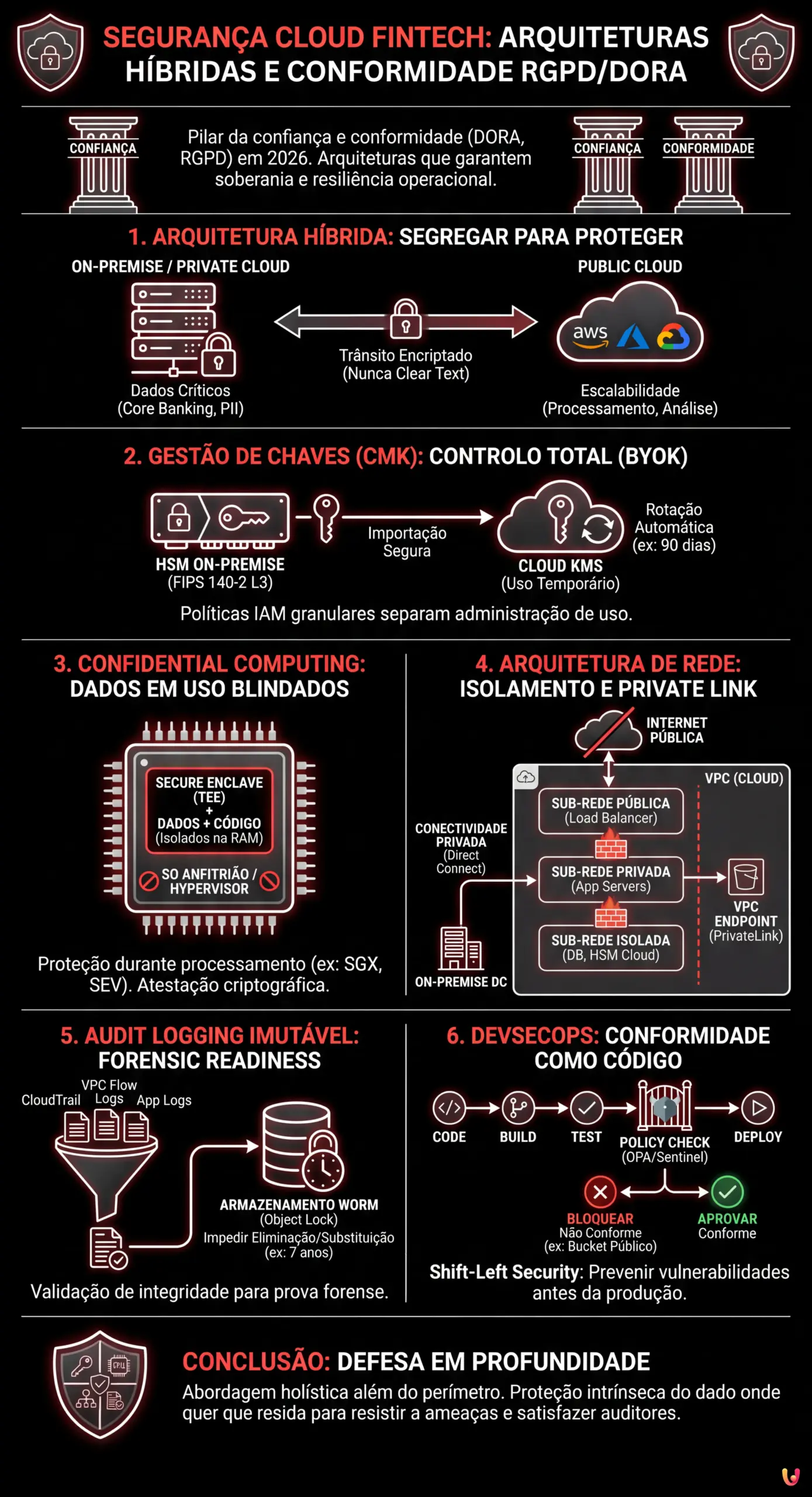 Segurança Cloud Fintech: Arquiteturas Híbridas e Conformidade RGPD - Infográfico resumido