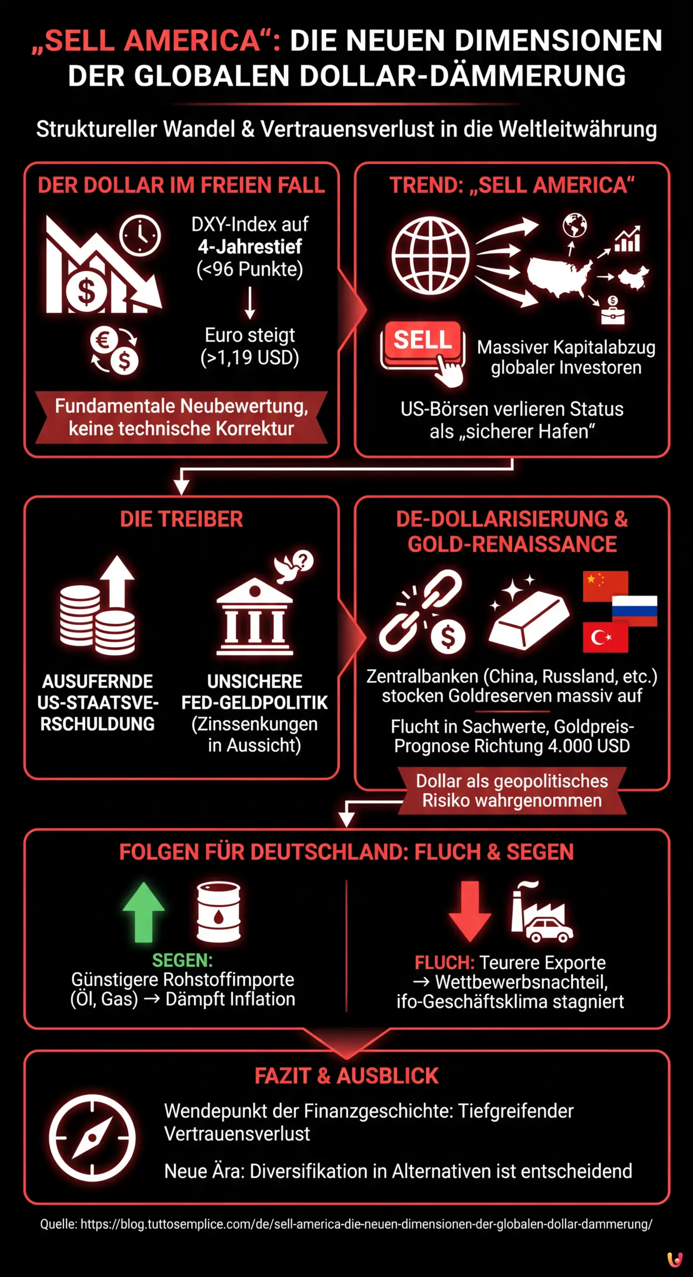 &bdquo;Sell America&ldquo;: Die neuen Dimensionen der globalen Dollar-D&auml;mmerung - Zusammenfassende Infografik