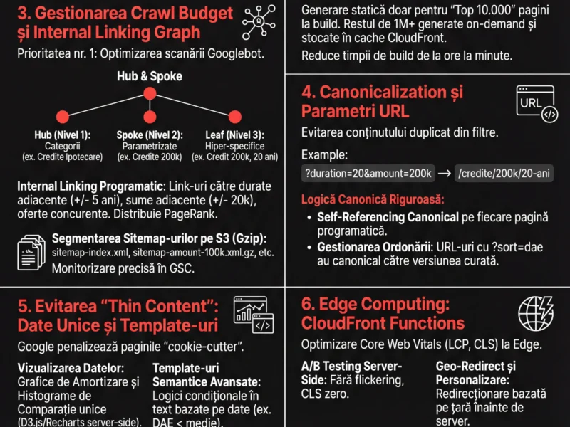 Infografica: SEO Programatic Fintech: Ghid Complet pentru Gestionarea a 1M+ Pagini pe AWS