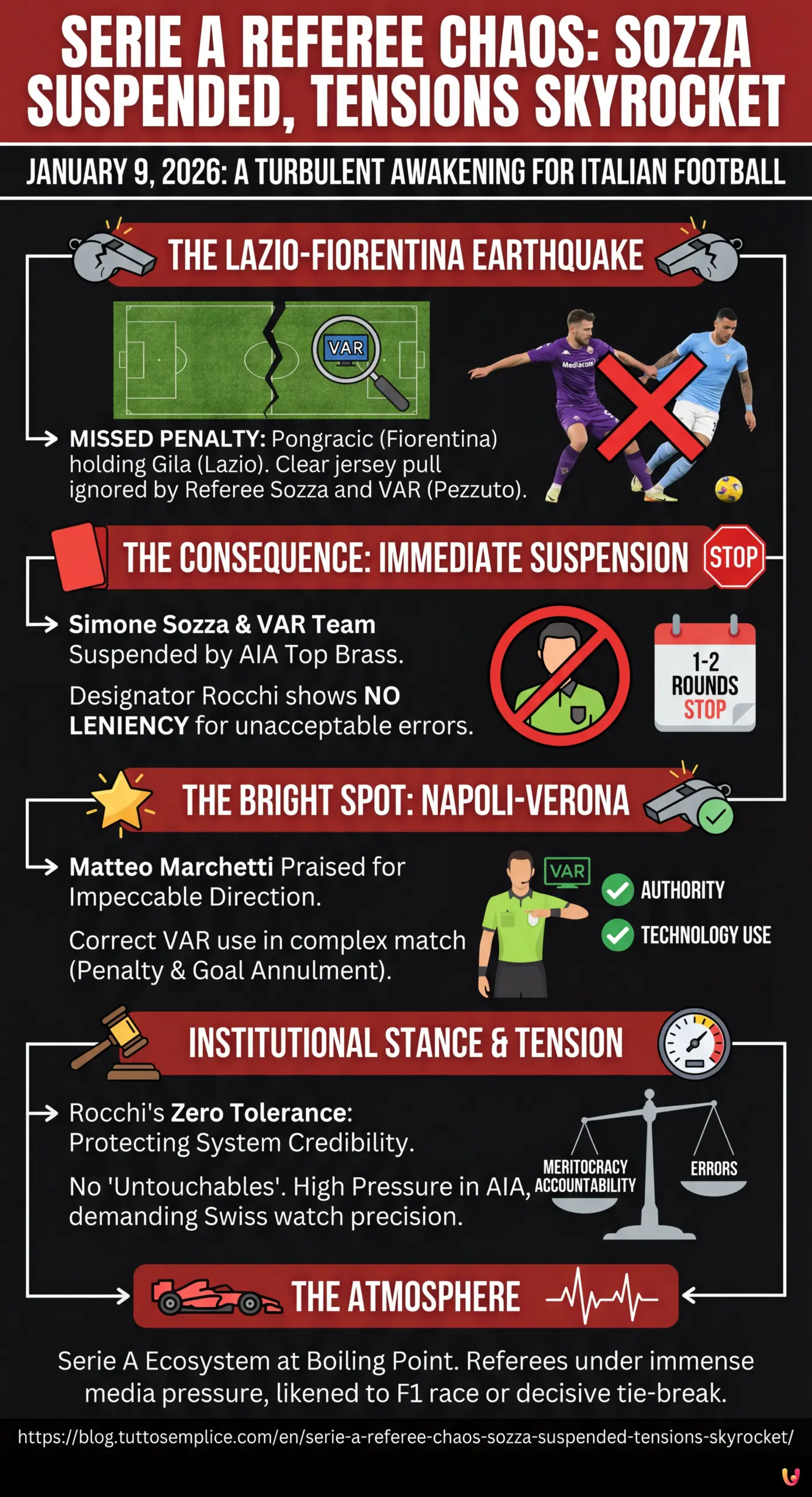 Serie A Referee Chaos: Sozza Suspended, Tensions Skyrocket - Infografica riassuntiva