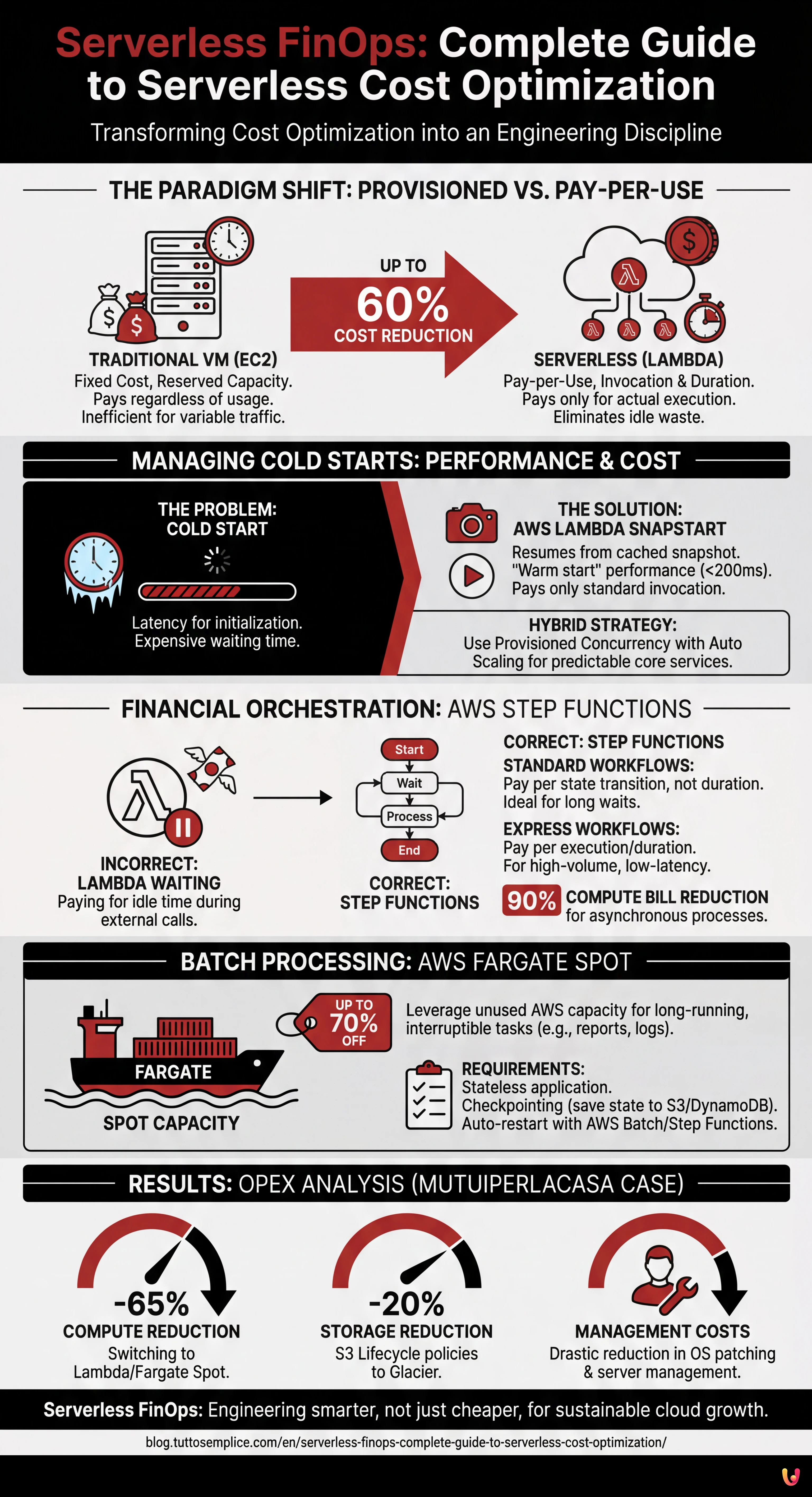 Serverless FinOps: Complete Guide to Serverless Cost Optimization - Summary Infographic