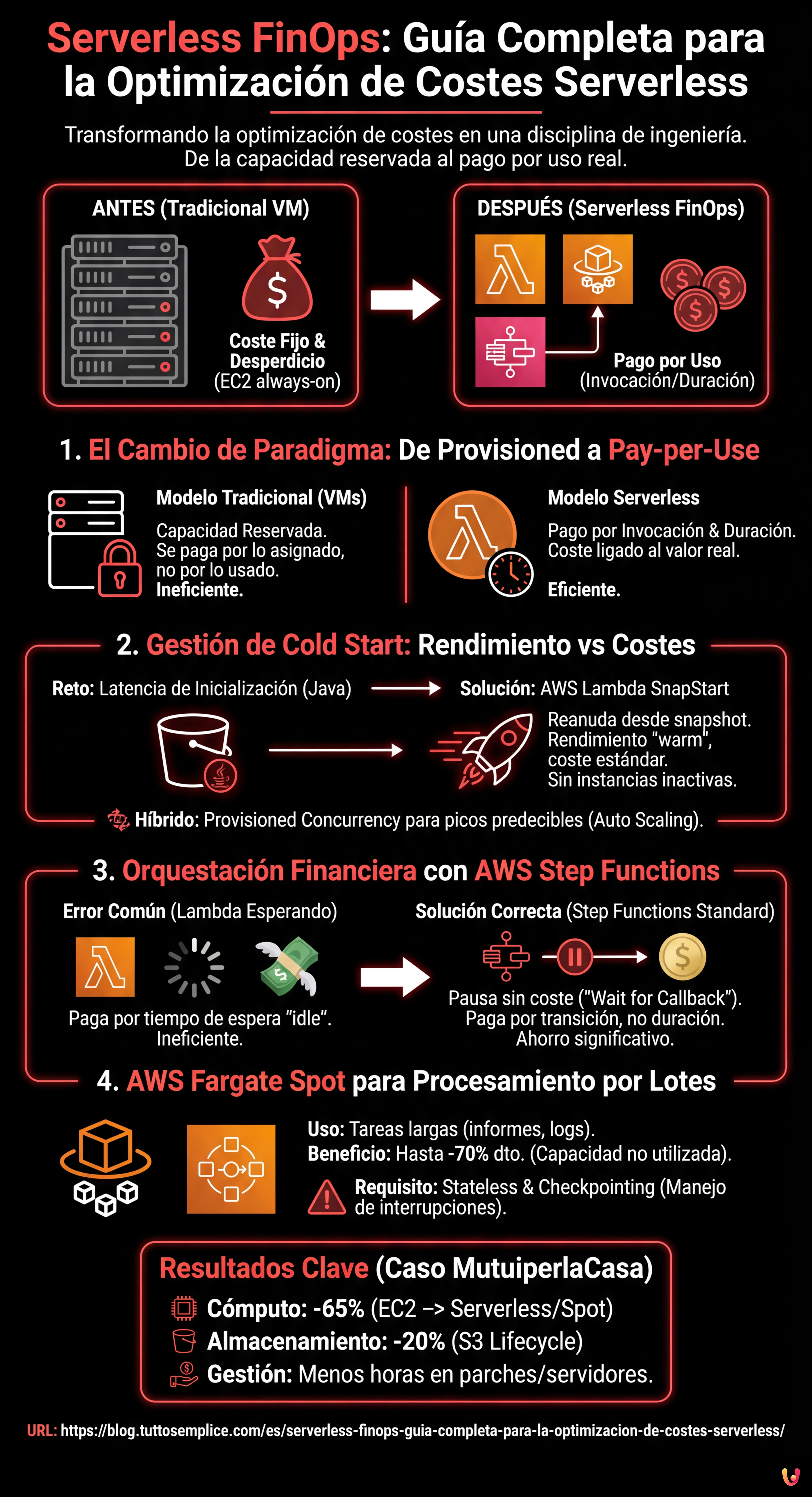 Serverless FinOps: Gu&iacute;a Completa para la Optimizaci&oacute;n de Costes Serverless - Infograf&iacute;a resumen
