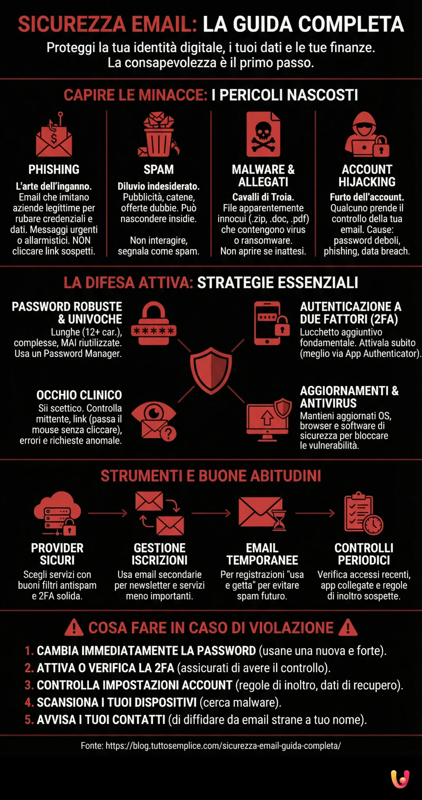 Sicurezza Email: La Guida Completa - Infografica riassuntiva