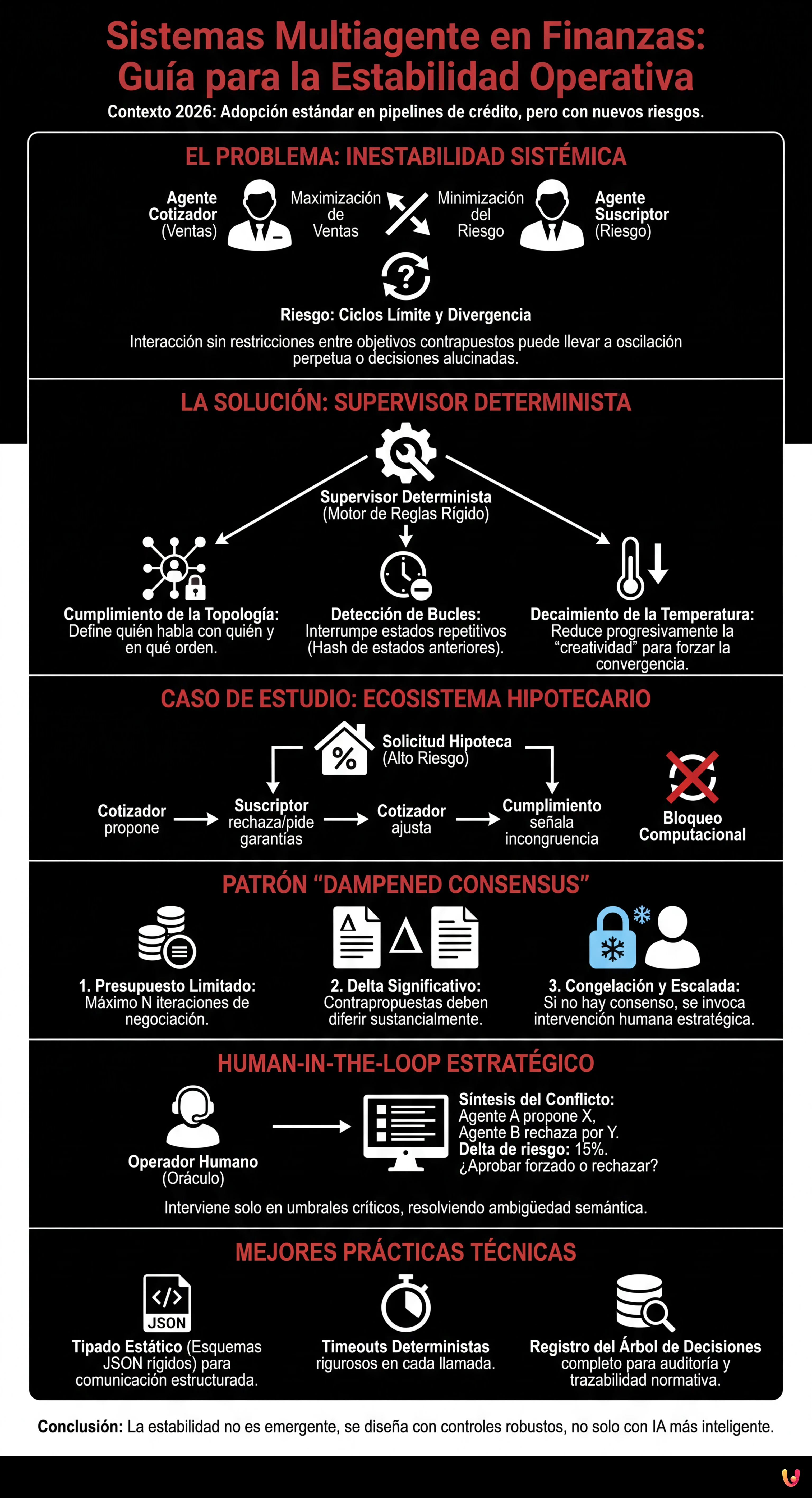 Sistemas Multiagente en Finanzas: Gu&iacute;a para la Estabilidad Operativa - Infograf&iacute;a resumen