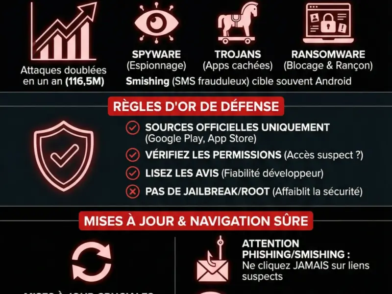 Infografica: Smartphone S&eacute;curis&eacute; : Guide sur les Virus et Malwares