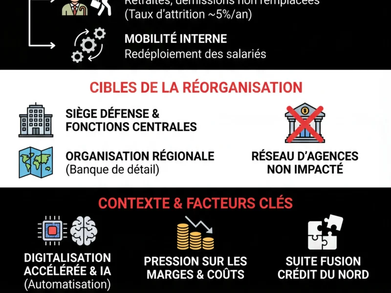 Infografica: Soci&eacute;t&eacute; G&eacute;n&eacute;rale : 1 800 postes supprim&eacute;s en France d'ici 2027