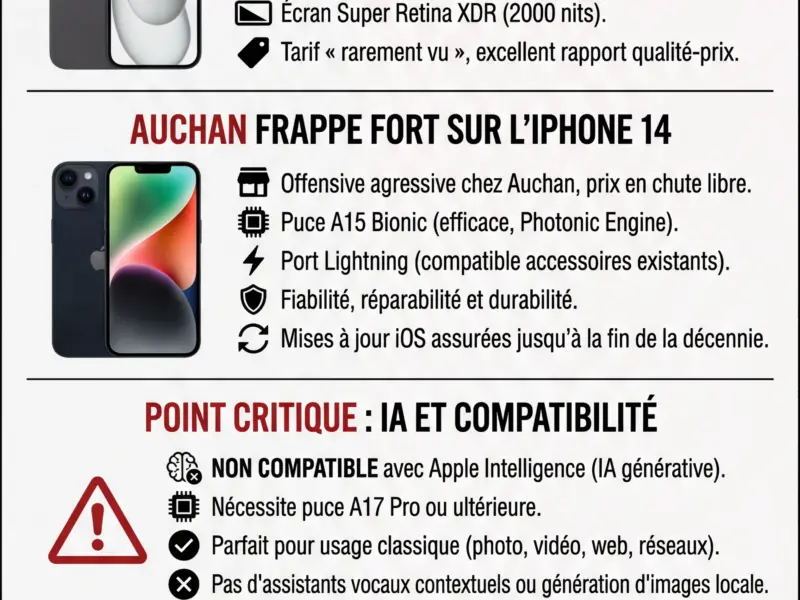Infografica: Soldes d'hiver 2026 : Les prix des iPhone 15 et 14 s'effondrent