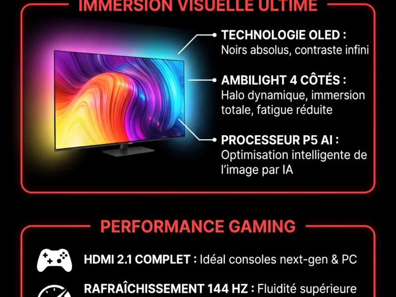 Infografica: Soldes Hiver 2026 : -36% sur le TV Philips 65OLED950 Ambilight HDMI 2.1