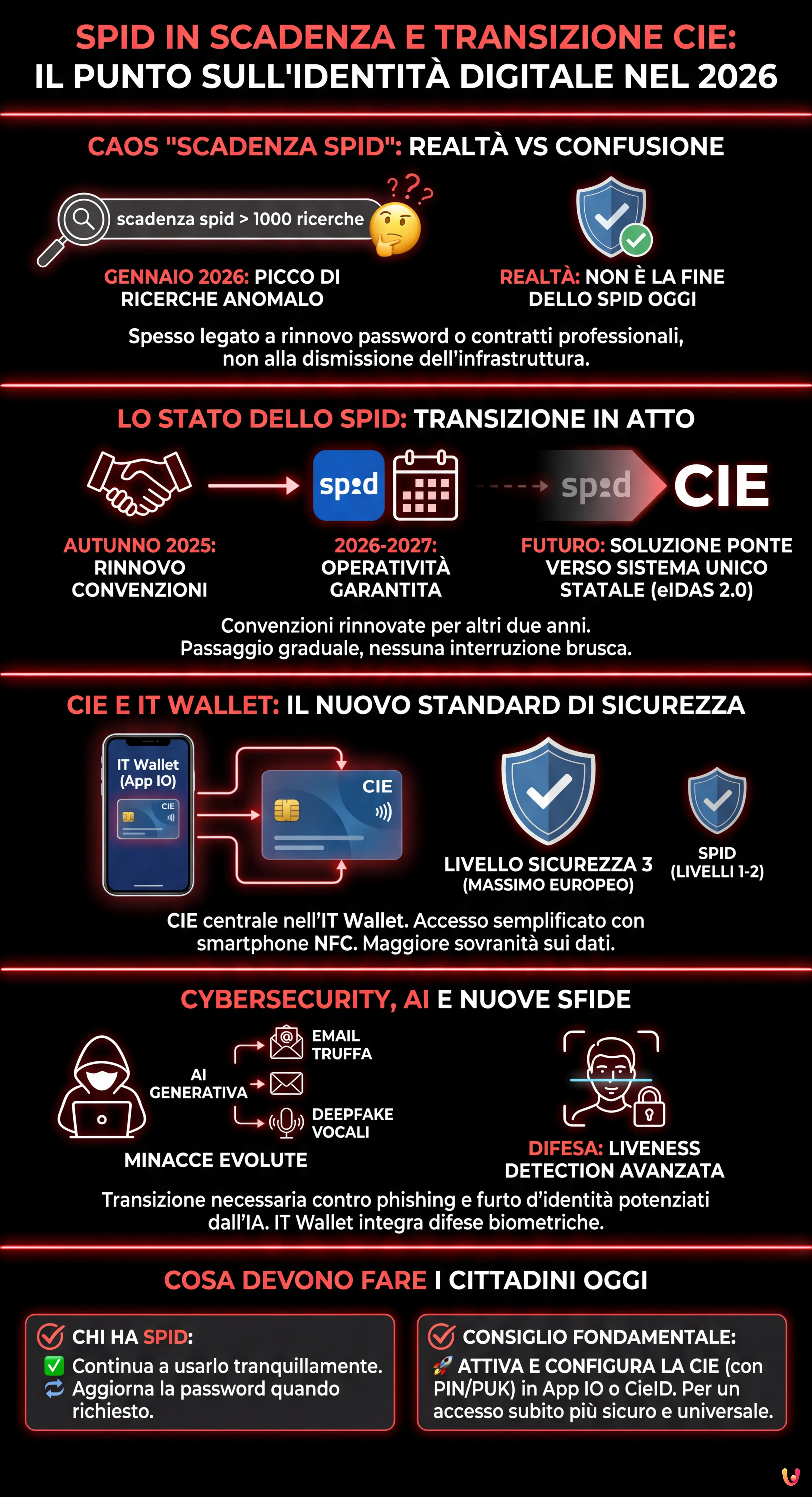 SPID in scadenza e transizione CIE: il punto sull'identit&agrave; digitale nel 2026 - Infografica riassuntiva