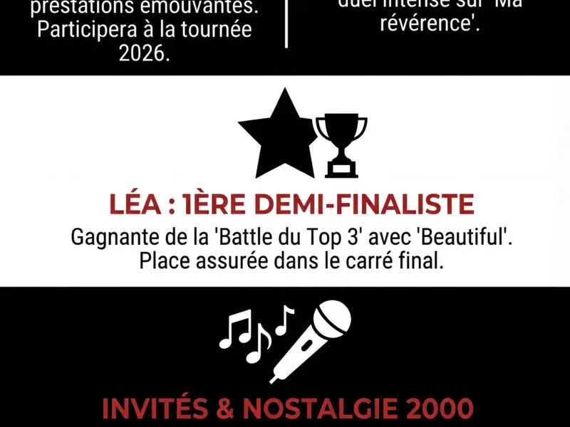 Infografica: Star Academy 2025 : Anouk &eacute;limin&eacute;e, L&eacute;a premi&egrave;re demi-finaliste (Prime du 10 janvier)