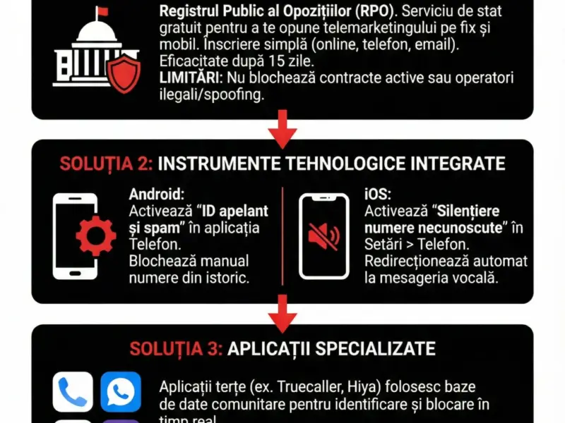 Infografica: Stop Apelurilor Spam: Ghid pentru a le Bloca Definitiv