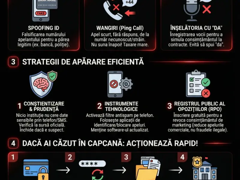 Infografica: Stop &icirc;nșelătoriilor telefonice: cum să le recunoști și să le blochezi