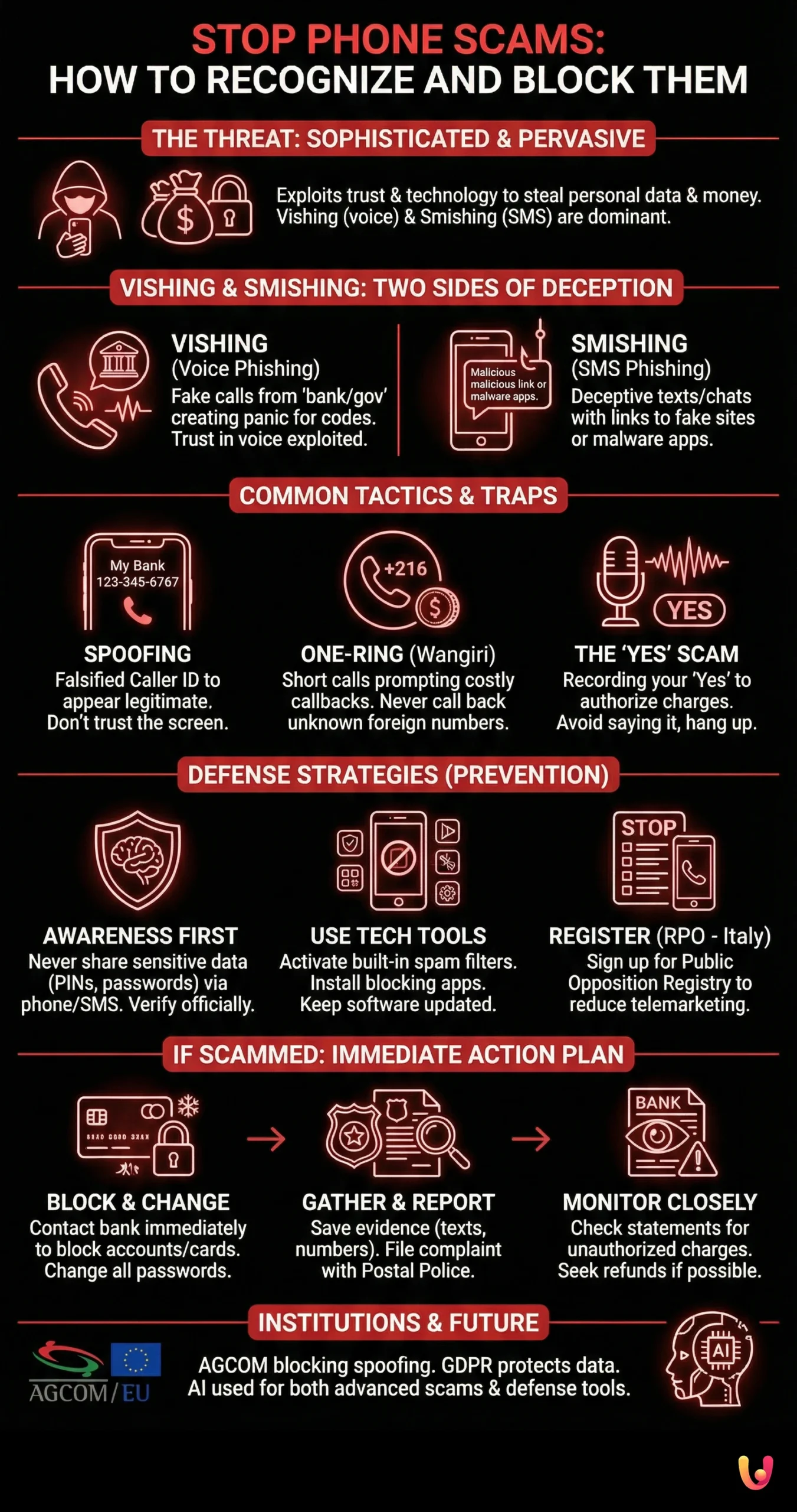 Stop Phone Scams: How to Recognize and Block Them - Infografica riassuntiva