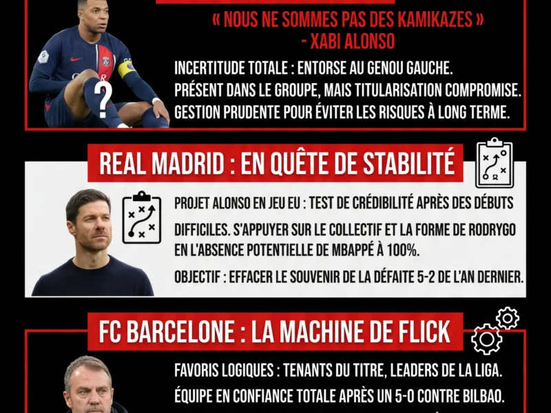 Infografica: Supercoupe : Alonso face au dilemme Mbapp&eacute; pour le Cl&aacute;sico