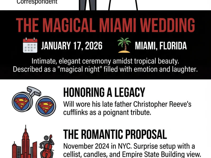 Infografica: Superman's Son Will Reeve Marries Amanda Dubin in Magical Miami Wedding