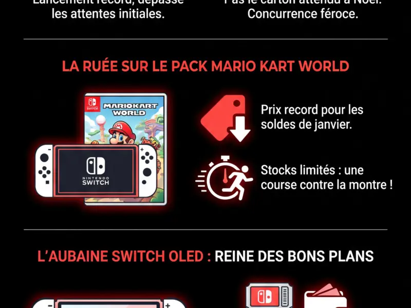 Infografica: Switch 2 : Lancement Record, No&euml;l Mitig&eacute; et Ru&eacute;e sur Mario Kart