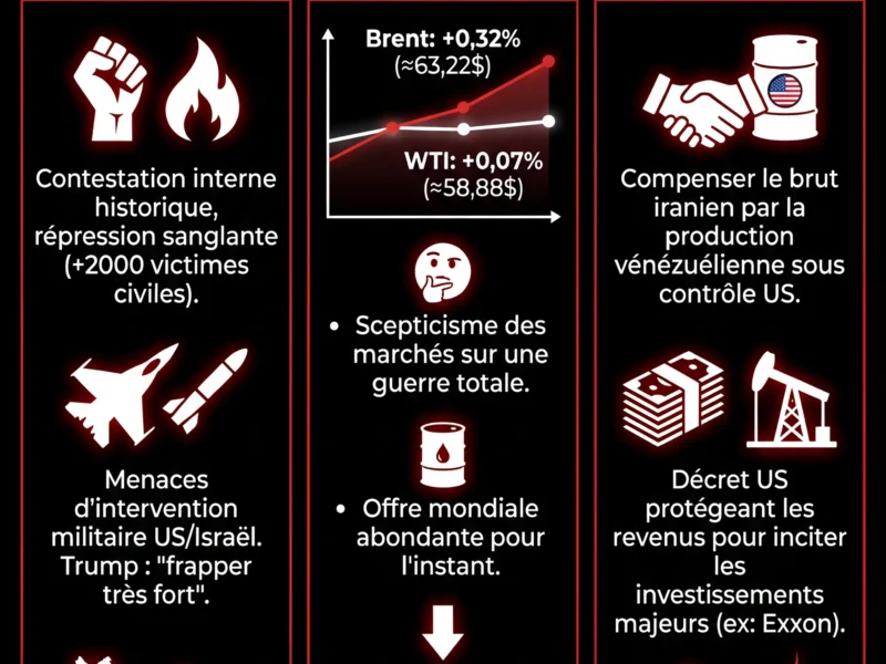 Infografica: Tensions en Iran et strat&eacute;gie de Trump : le p&eacute;trole oscille entre crainte et pragmatisme