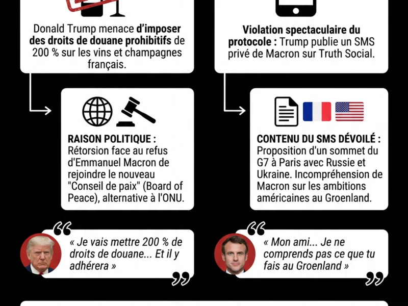 Infografica: Tensions Trump-Macron : menaces de taxes et SMS d&eacute;voil&eacute;, la rupture ?