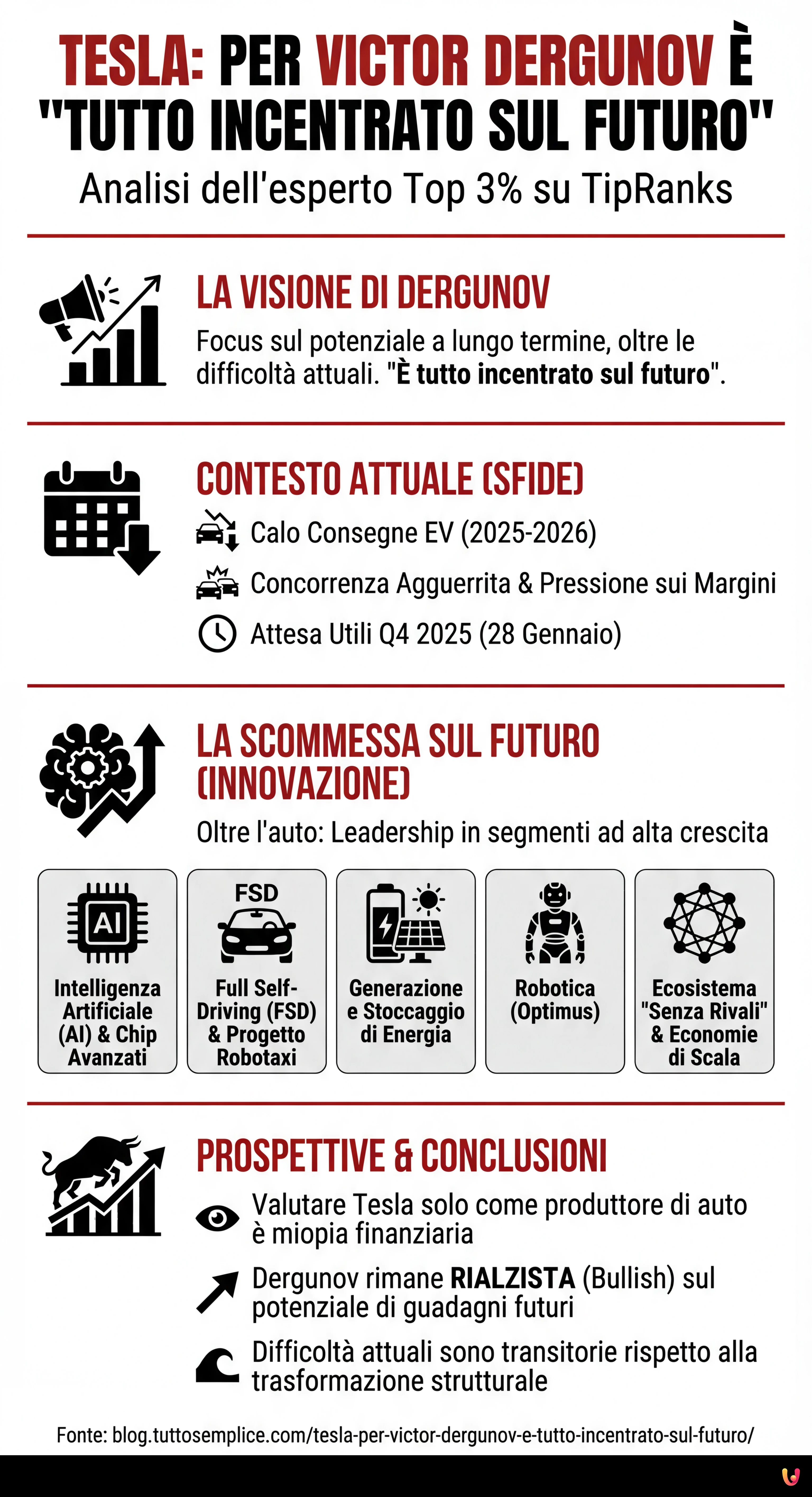 Tesla: Per Victor Dergunov &egrave; "Tutto Incentrato sul Futuro" - Infografica riassuntiva