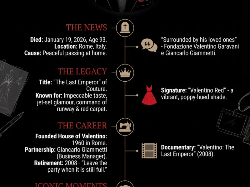 Infografica: Valentino Garavani Dies at 93: Fashion Bids Farewell to the Last Emperor