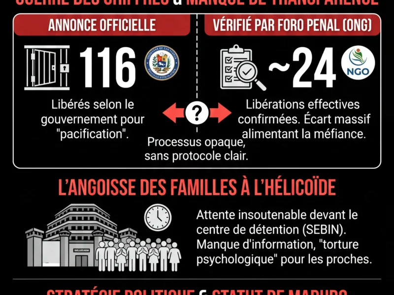 Infografica: Venezuela : confusion autour de la lib&eacute;ration de 116 prisonniers, l'attente insoutenable des familles
