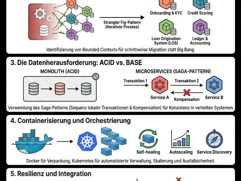 Infografica: Vom Monolithen zu Microservices: Leitfaden f&uuml;r die Migration im Kreditwesen