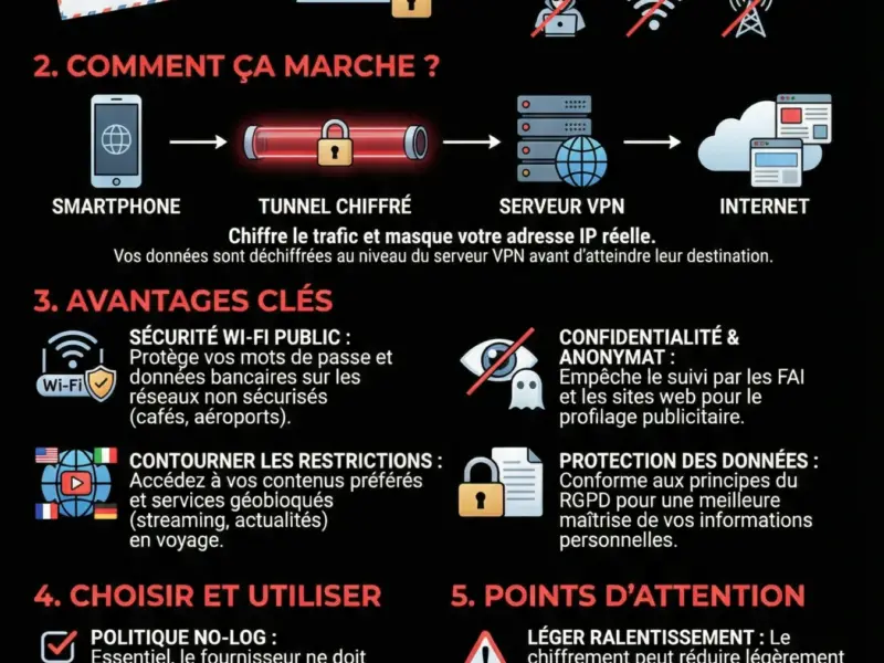 Infografica: VPN sur Smartphone : Guide de S&eacute;curit&eacute; et de Confidentialit&eacute;
