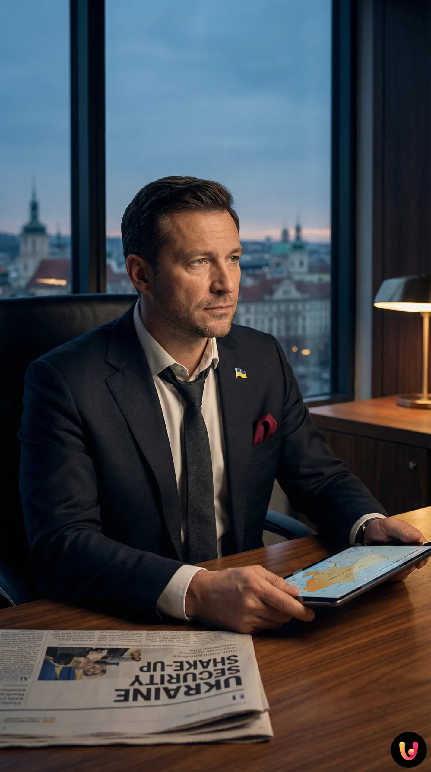 Primo piano di Vasyl Malyuk, ex capo dei servizi di sicurezza ucraini SBU