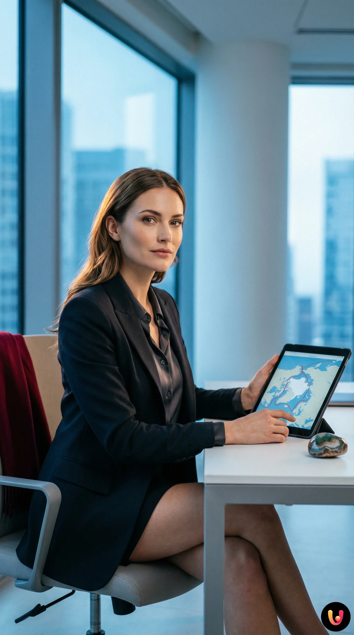 Bandiera americana sovrapposta ai ghiacciai della Groenlandia per simboleggiare le mire USA