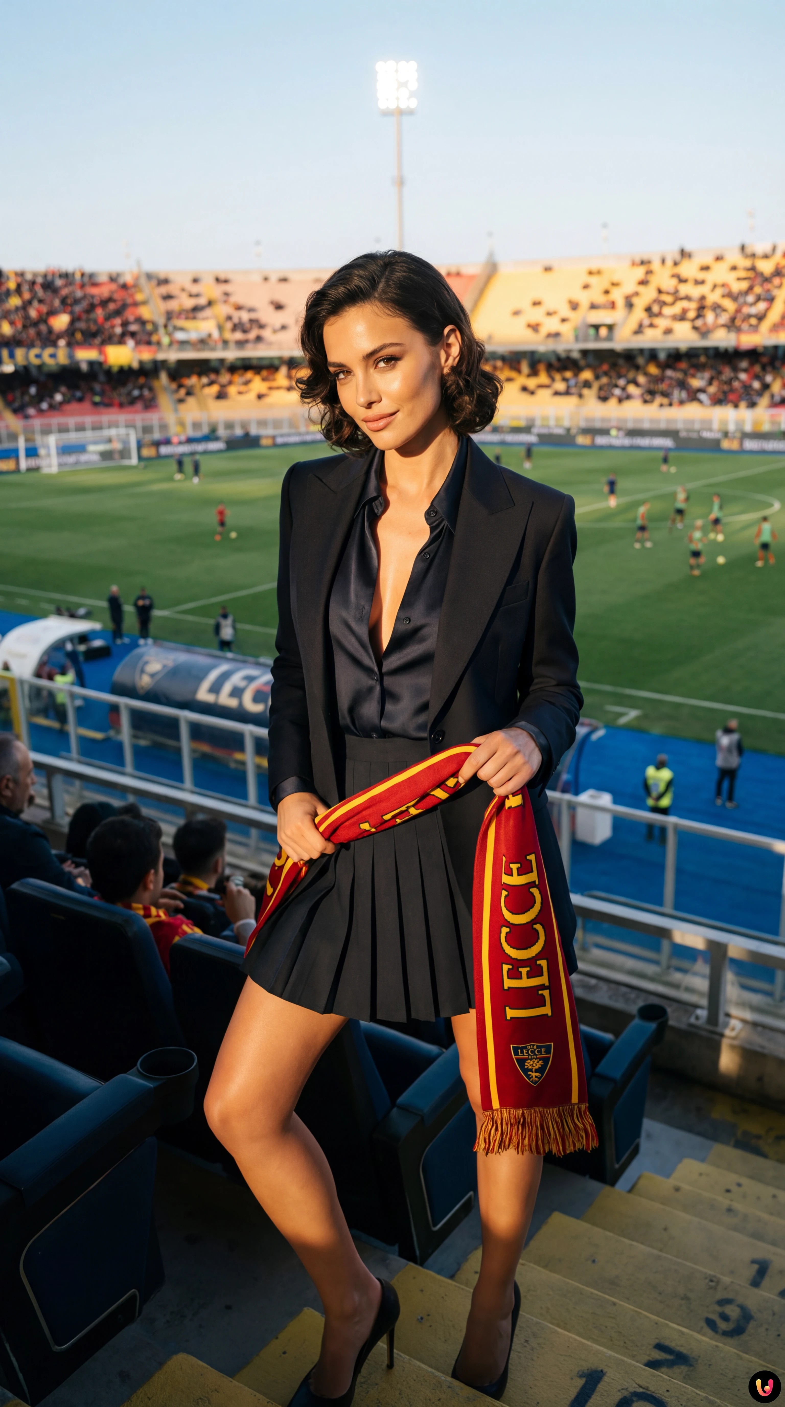 Giocatori di Lecce e Roma schierati allo stadio Via del Mare