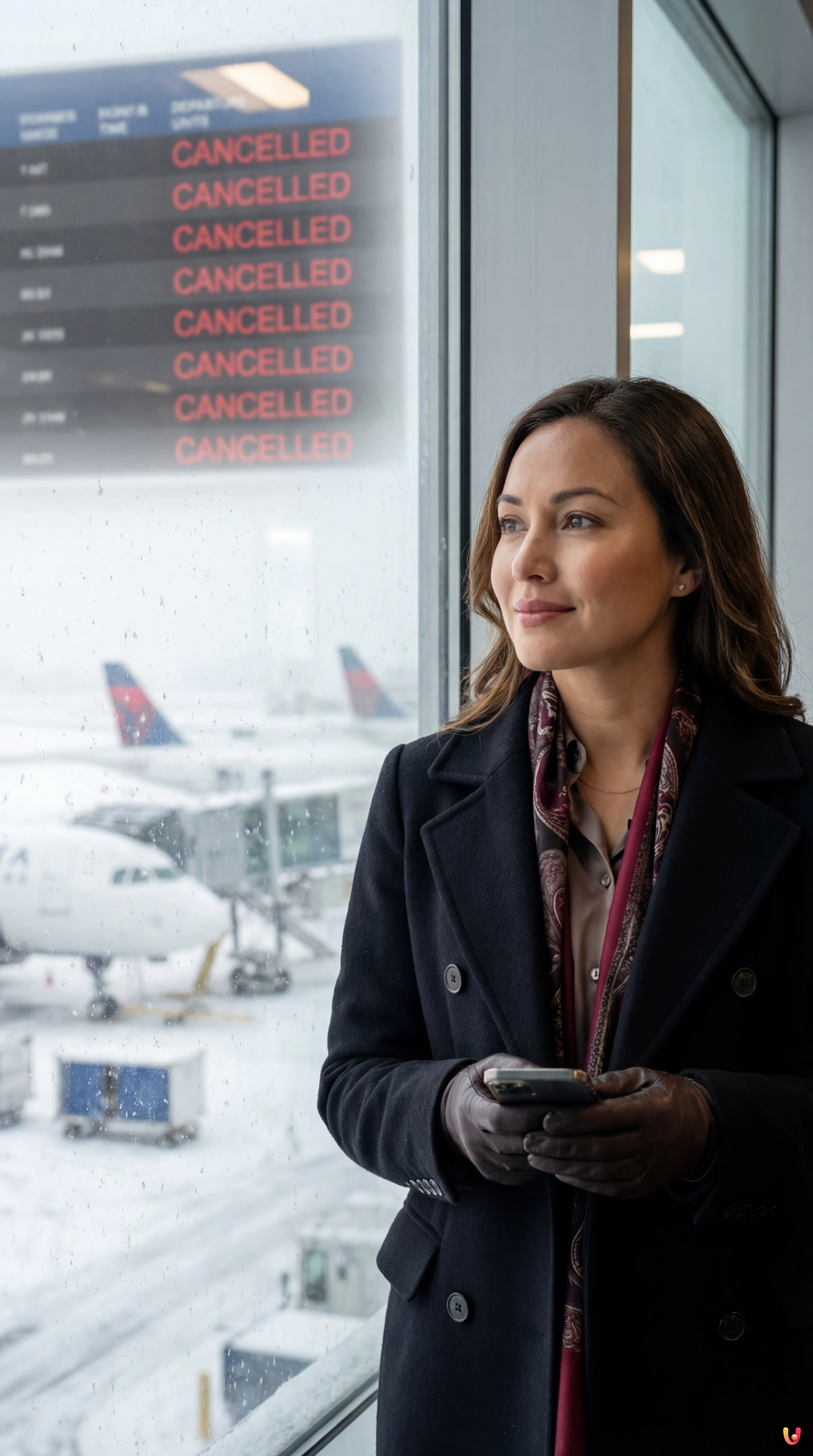 Aerei KLM bloccati dalla neve sulla pista dell'aeroporto di Schiphol ad Amsterdam.