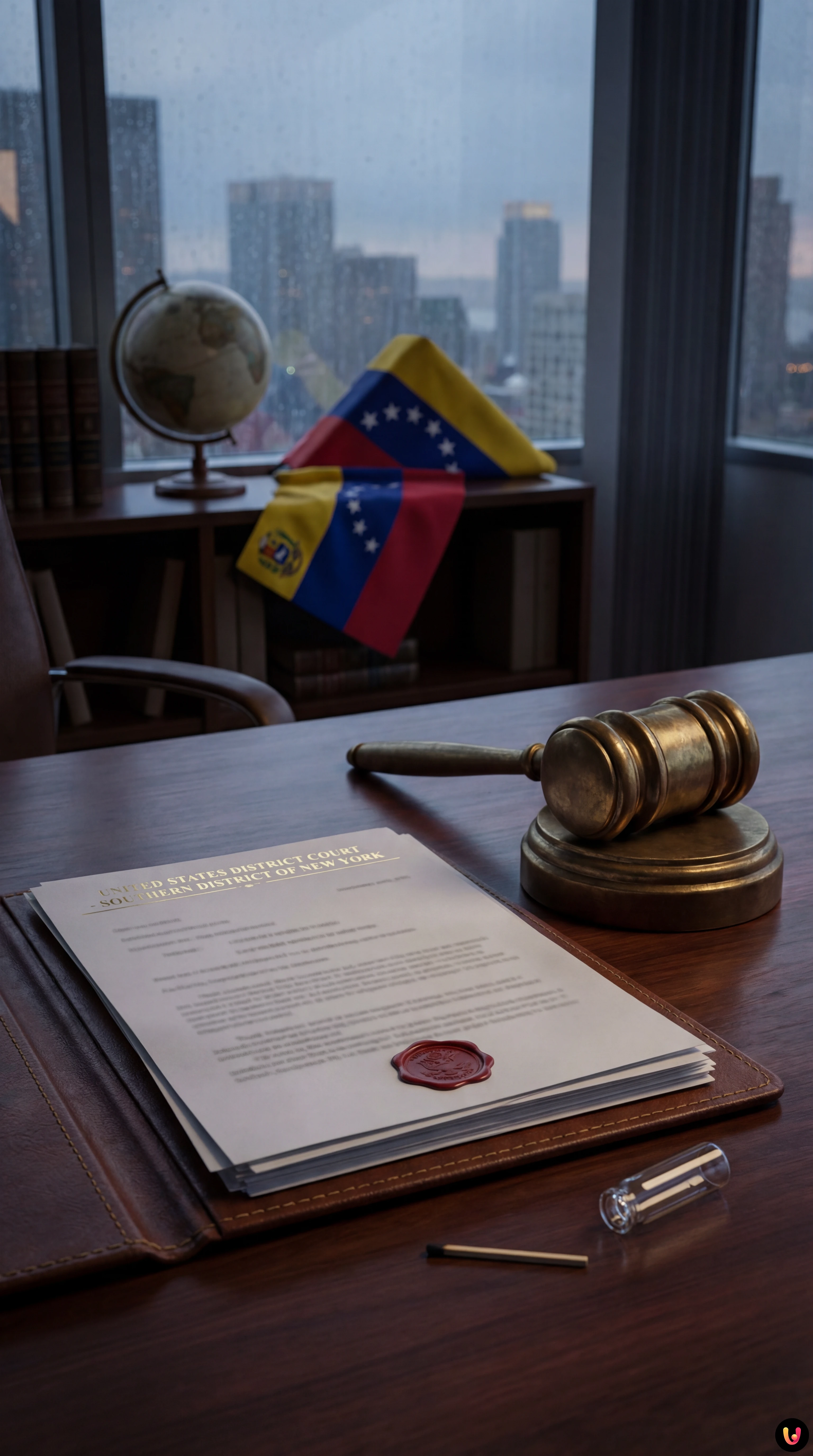 Nicolas Maduro in primo piano con bandiera del Venezuela sullo sfondo