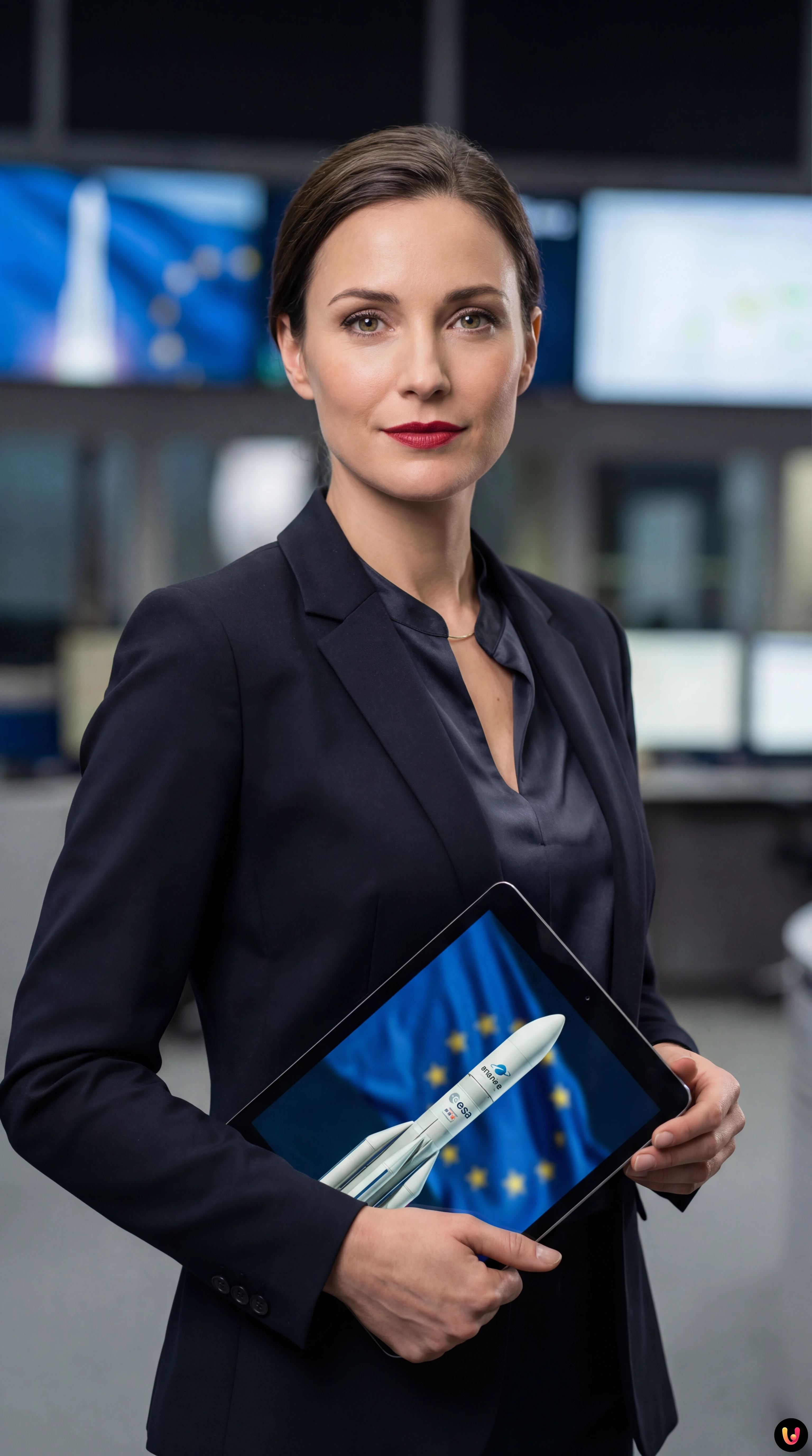 Confronto simbolico tra i programmi spaziali di Europa e Stati Uniti su sfondo stellato